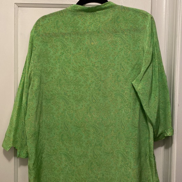 Christina India Lime Green Silk Shirt and Silk Scarf Combo - XL - Picture 5 of 9